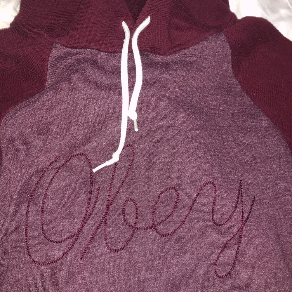 Maroon OBEY hoodie sweatshirt